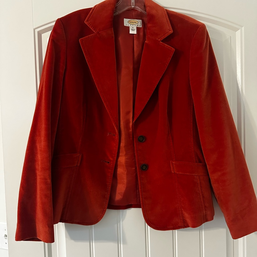 Talbots Red and Orange Blazer Luxurious Velvet Fit